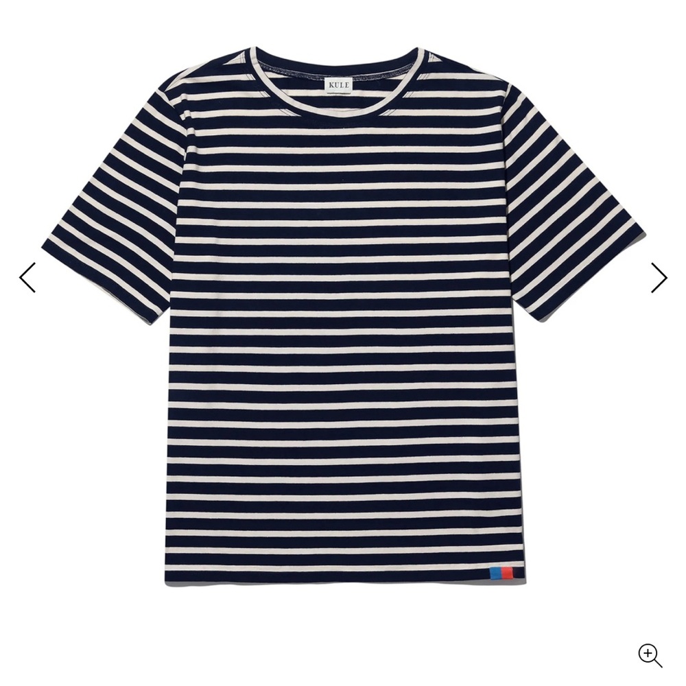 Kule Modern Tee, Size M in Cream and Maroon Stripe.